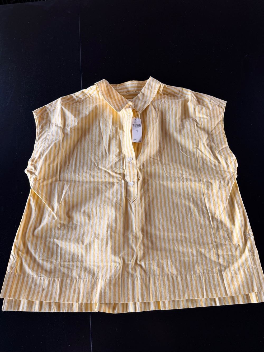 Maeve Yellow and White Striped Sleeveless Blouse